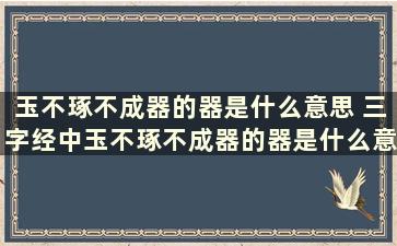 玉不琢不成器的器是什么意思 三字经中玉不琢不成器的器是什么意思